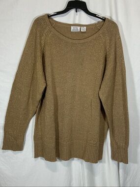🌼Vintage🌼 Metallic Scoop-Neck Sweater in Camel Tan